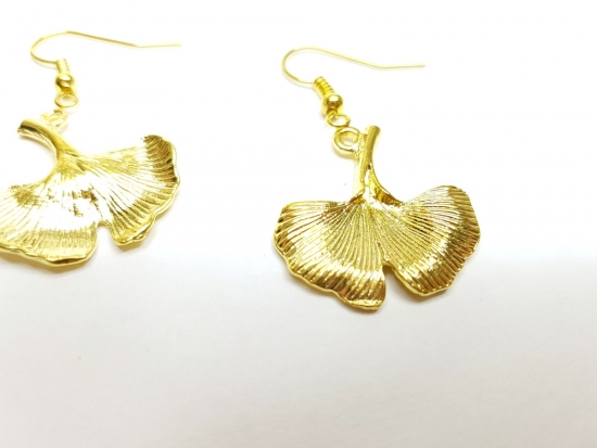 Preview: Ginko Blatt Ohrringe goldfarben